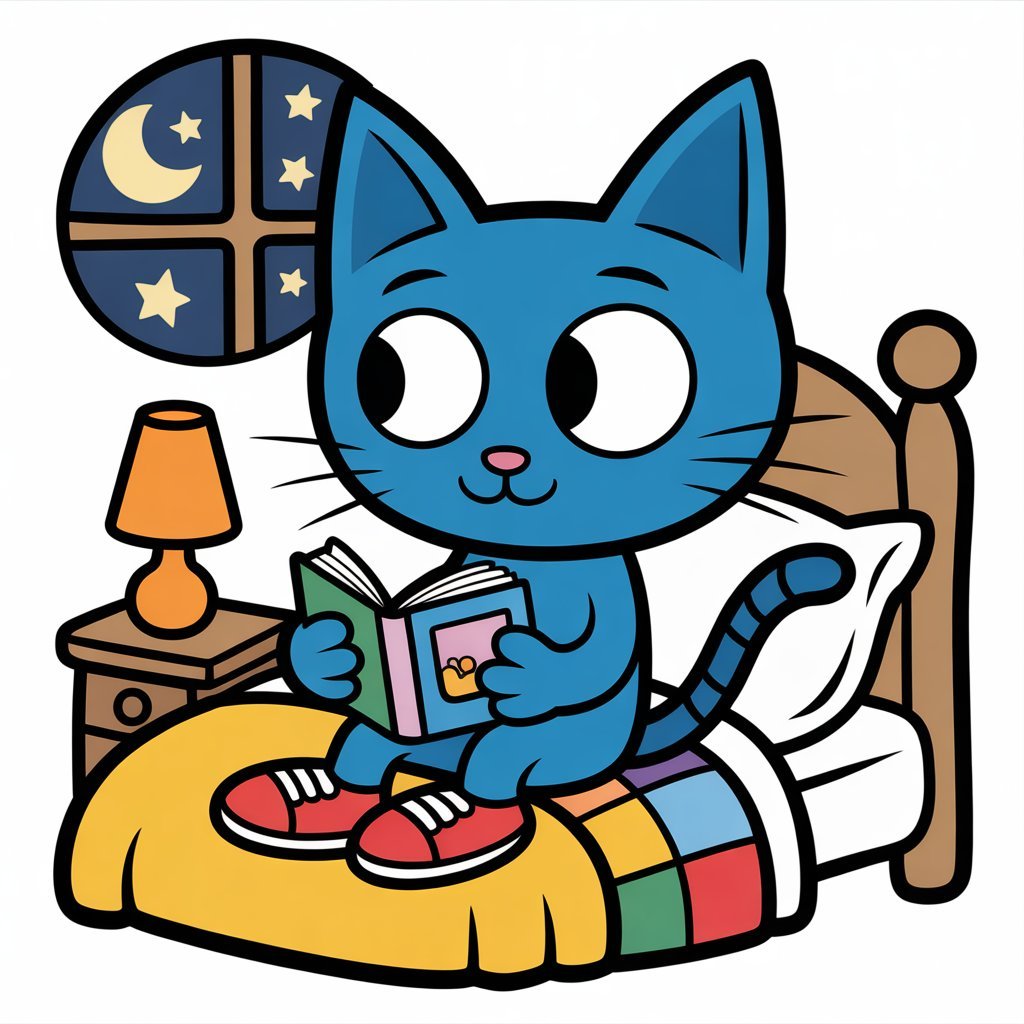 Gentle illustrated bedtime story character for young children