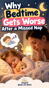 Parent helping a toddler settle comfortably in bed during a peaceful bedtime routine